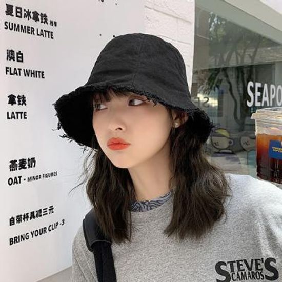 팬스 여성 면 끝헤짐 벙거지 버킷햇