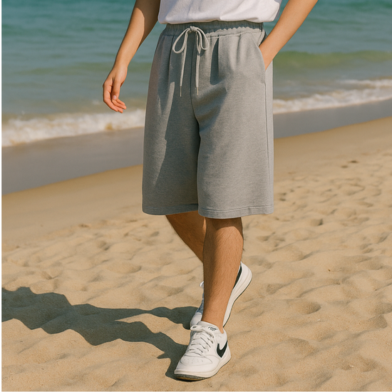 남성 와이드핏 핀턱 하프팬츠 여름 밴딩 반바지 쿨링