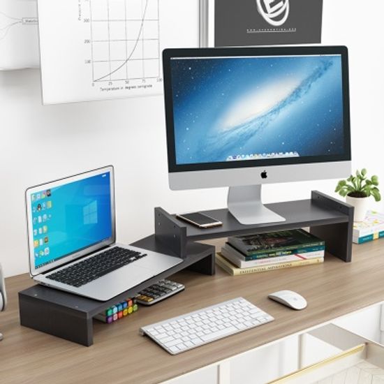 PH DIY 목재 컴퓨터 모니터 받침대 조립 선반 JZ08