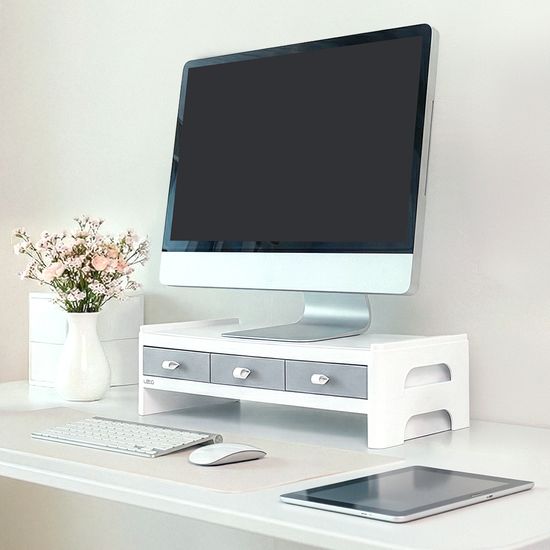 레토 서랍형 모니터받침대 스탠드 2단 LMS-DT08