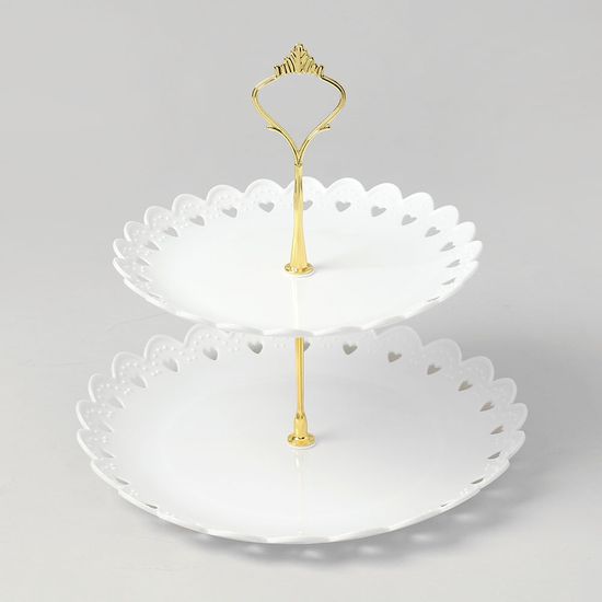 포멀라운드 2단 디저트 트레이 플레이팅 파티접시