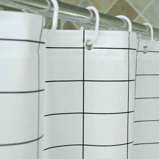 모던 화이트 체크 욕실 샤워커튼 180x180cm