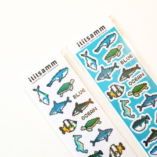 바다 픽셀 스티커