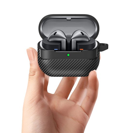 갤럭시버즈3 프로 카본 패턴 투명 실리콘 키링 케이스