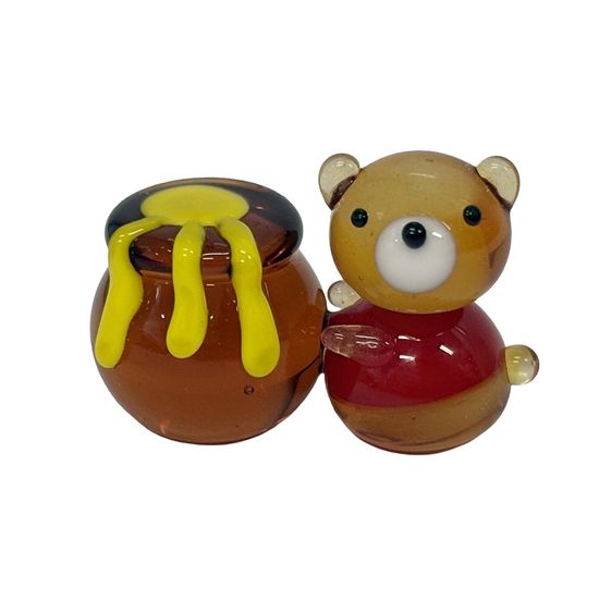 유리 미니어쳐 꿀 항아리 곰돌이