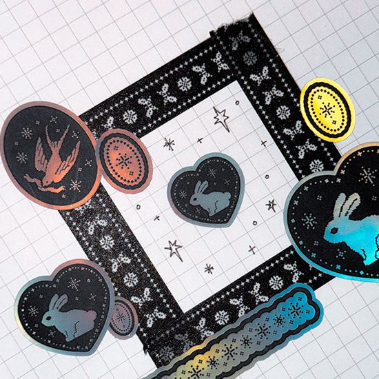 글로우 패턴 마스킹 테이프 3종 (블랙,핑크,블루)