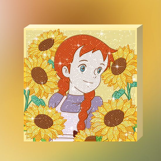 빨강머리 앤 해바라기 함께 캔버스 보석 십자수 25x25