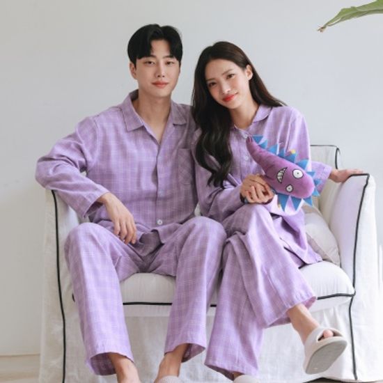 (빅사이즈 추가)보라해 피치기모 커플 루즈핏 잠옷 