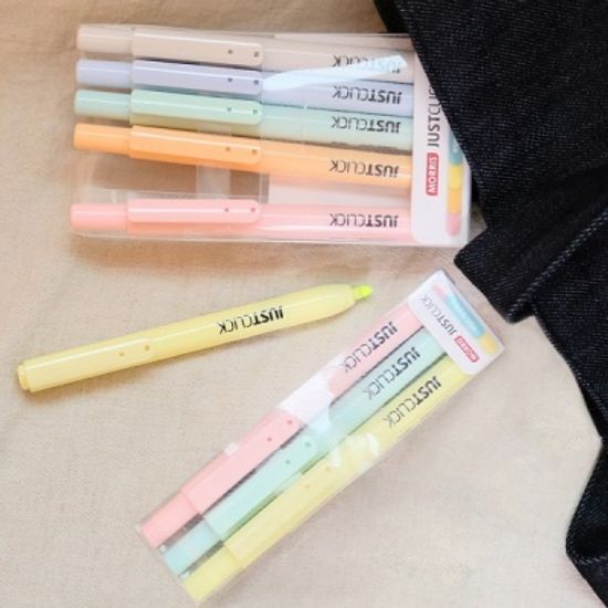 모리스 JUSTCLICK 노크식 슬림 마일드형광펜 S 6색set