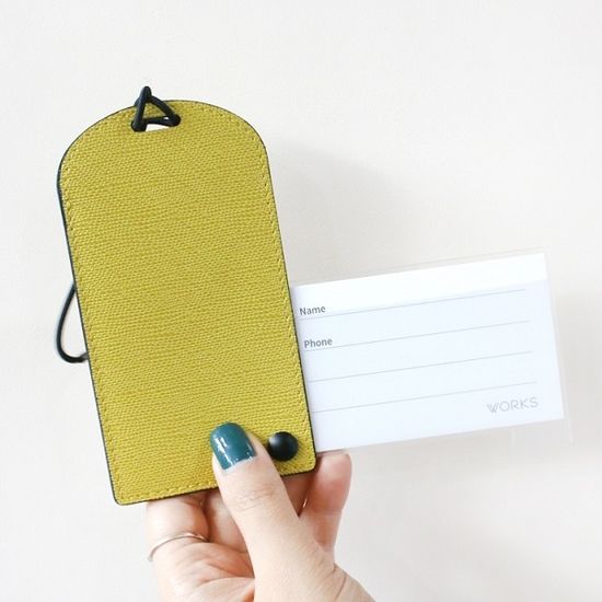 웍스 가방,캐리어,골프백 가죽 이름표 네임택-블랙