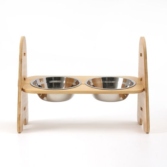 반려동물 높이조절 스텐 식기(2구) 중대형견 개밥그릇