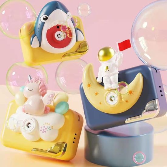 캐릭터 카메라 모양 라이트 뮤직 버블 머신 장난감