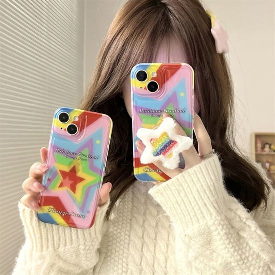 아이폰 14 13 12 11 레인보우 스타 별 핑거톡 케이스