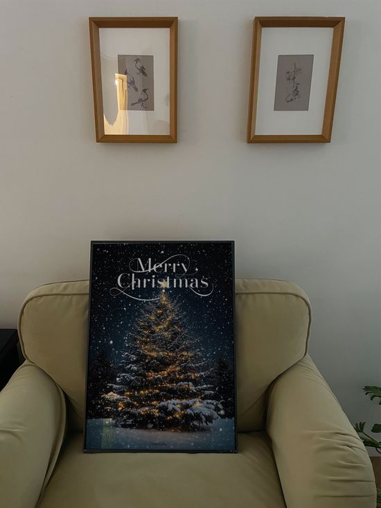 눈오는 크리스마스 트리 인테리어 포스터