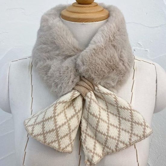 [애슬릿]체크 퍼 쁘띠 미니 털 타이 머플러 목도리