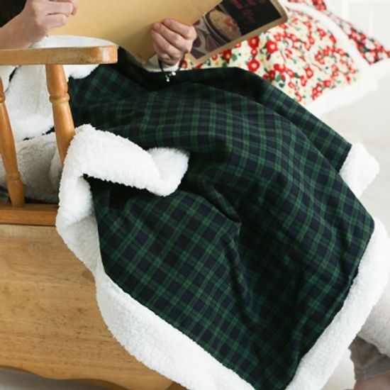 와치체크 그린 양털 극세사 무릎담요 캠핑 블랭킷