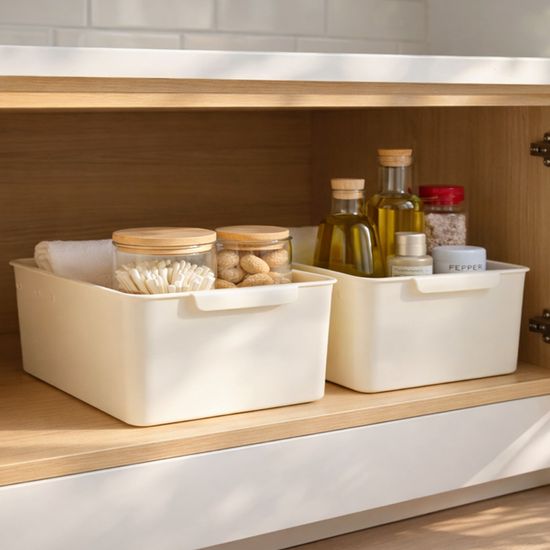 리빙 그립 바스켓 M 8P 손잡이 정리함