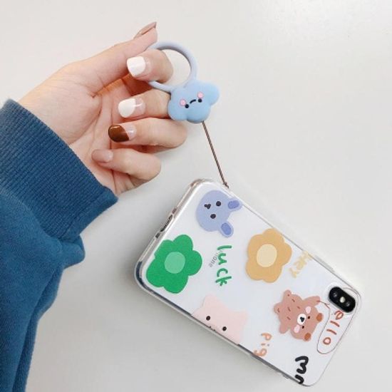 휴대폰 캐릭터 실리콘 스마트폰 고리 핸드폰줄 핑거링