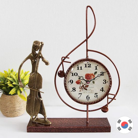 첼로 조각상 동공예품 높은음 탁상시계 HBC-510