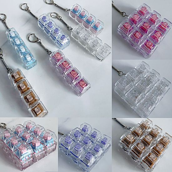 led 투명 키보드 딸깍이 키캡 키링 피젯토이 9구