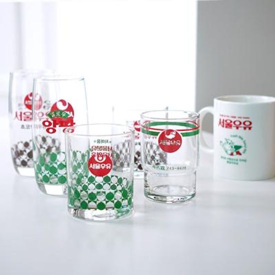 서울우유 홈카페 레트로 빈티지 유리컵 (아이스컵)