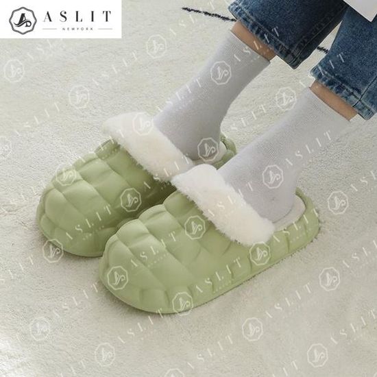 [애슬릿]퍼 안감 귀여운 컬러 실내외용 겨울 슬리퍼