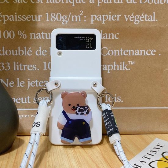 갤럭시 z플립 3 4 동물 핑거톡 힌지보호 스트랩케이스