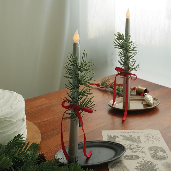 리프 리본 LED 캔들 데코