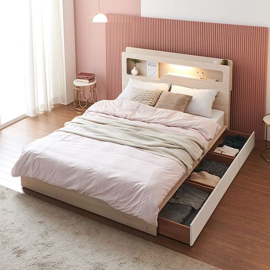 보루네오 시엘라 LED 평상형 서랍침대Q_7존 독립매트