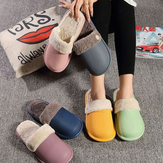 버튼 털슬리퍼 겨울 방한 털신발 털실내화