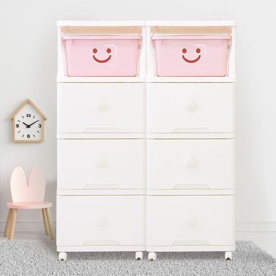 60L 대형 그란데 해피탑 플라스틱 이동식 서랍장 4단