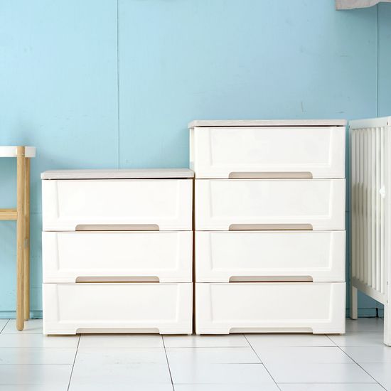 화이트 이노스 우드상판 3단 플라스틱 서랍장 정리함