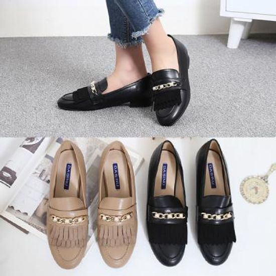 [애슬릿]빅사이즈 프린지 진주 꼬임 여성 로퍼