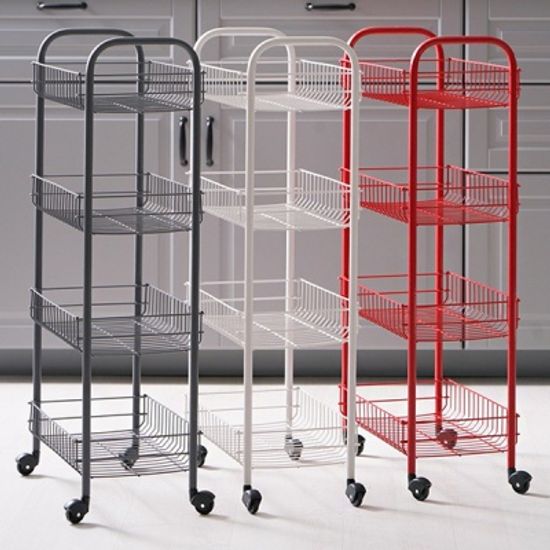 메탈텍스 피사 4단 이동식 팬트리 크림/그레이/레드