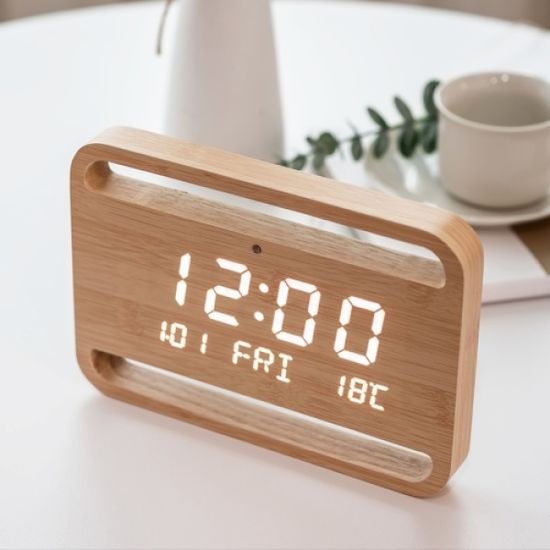 플라이토 우드 네이쳐 LED 탁상 벽시계 23cm JS-i63