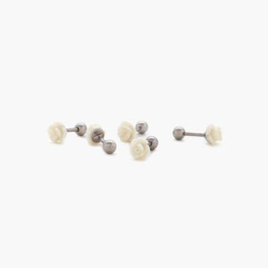제이로렌 화이트 플라워 송옥 꽃 피어싱 [M02004]