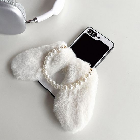 갤럭시Z 플립 폴드 6 5 4 3 토끼 귀 스트랩 털 케이스