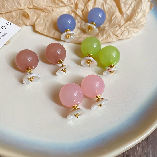 예쁜 파스텔 왕볼 플라워 백클러치 귀걸이 봄 귀고리