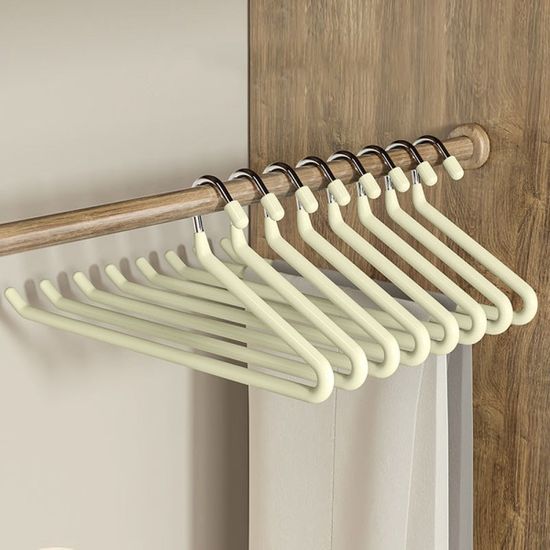 제트 논슬립 바지걸이 10p세트 아이보리 코팅 옷걸이
