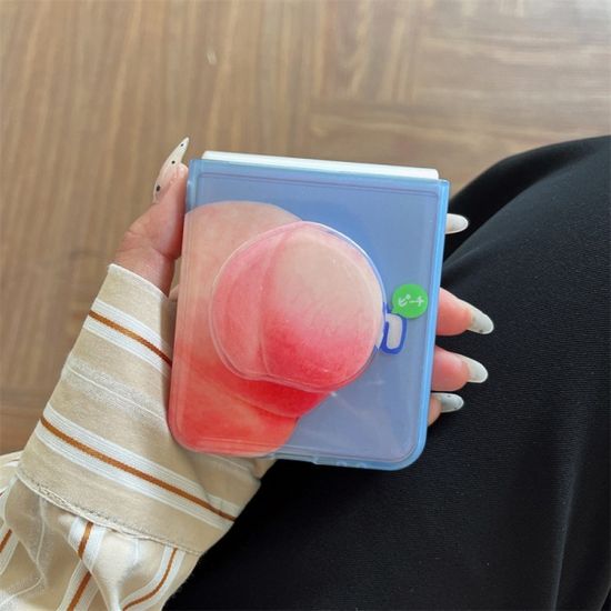 갤럭시 z플립 3 4 복숭아 톡 그립 키링 실리콘 케이스