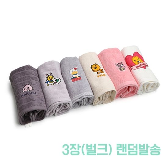 무한타올 40수 카*오 캐릭터수건 3장 (벌크 랜덤발송)