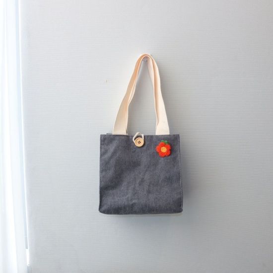 제주 동백꽃 코듀로이 골덴 가방 미니 토트백 에코백[
