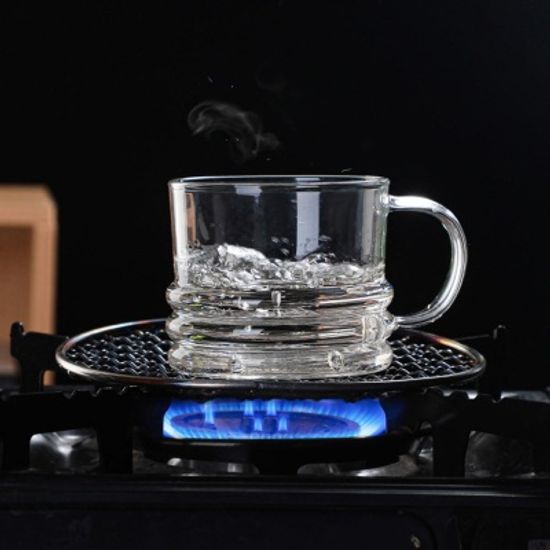 영롱 투명 뭉툭 홈카페유리컵 수입커피잔 소서세트