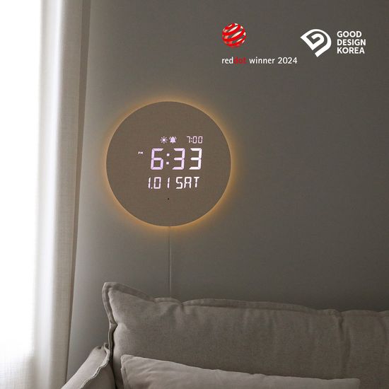 [무아스] 풀문 백라이트 무드등 LED 벽시계+거치대