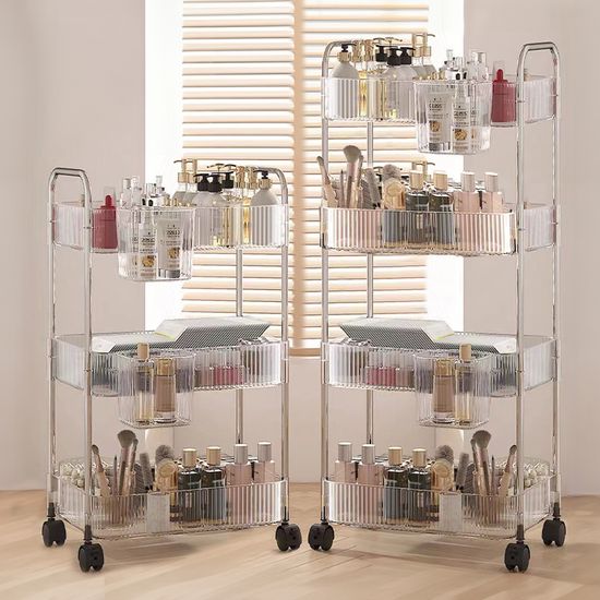 레토 투명 아크릴 트롤리 이동식선반 3-4단 LKF-A02