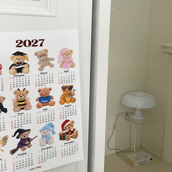 2027 테디베어 곰돌이 포스터 달력 연간 캘린더