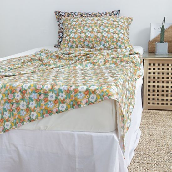 냉장고 인견 스타플라워 옐로 여름 이불 침구세트(S)