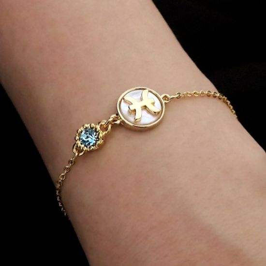 [선물포장]천연자개 탄생석 별자리 체인 팔찌