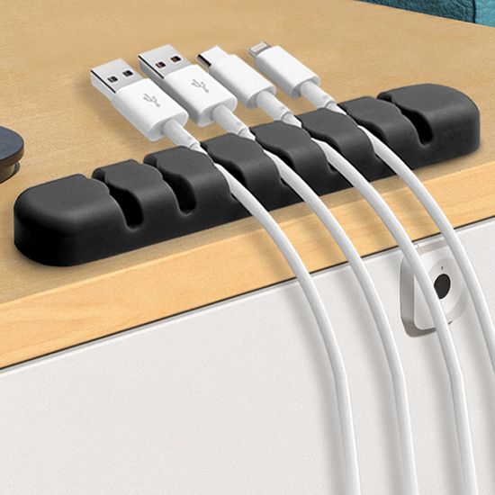 1+1 실리콘 케이블 홀더 책상 선정리 5홀 블랙 E286