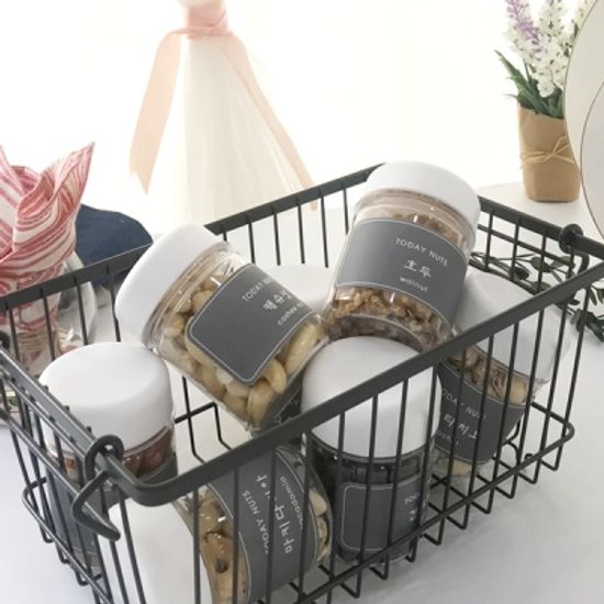 미니 견과류 보관용기 6p(화이트)+사각스티커 8p